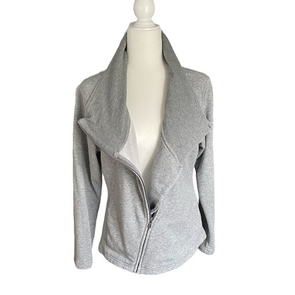 Puma Asymmetrical Zip Up Sweatshirt Jacket Gray Cotton Size Small - Picture 2 of 7